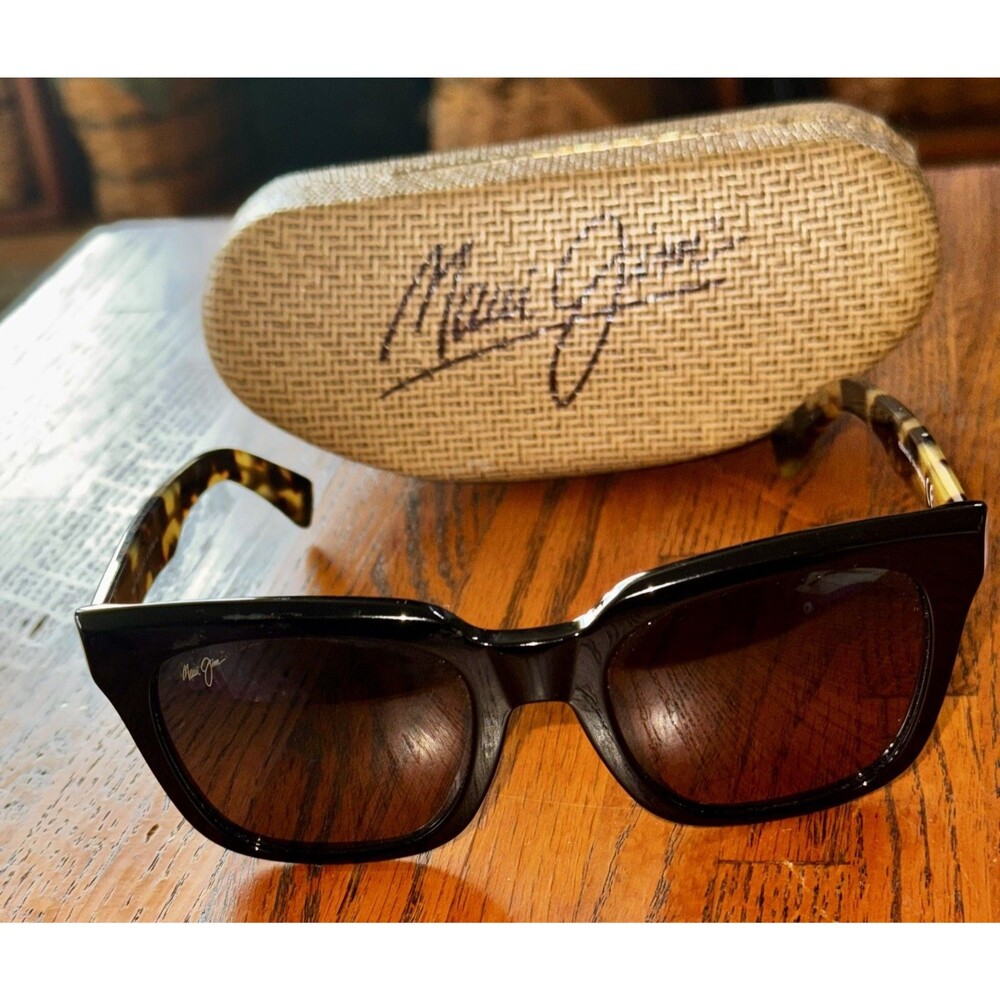 Maui Jim Heliconia MJ 739-02B Square Black Polarized Sunglasses Gray Lenses